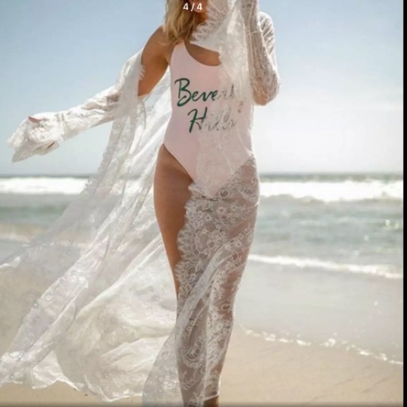 Other - 🦋 WHITE SHEER LACE COVER UP SIZE LARGE